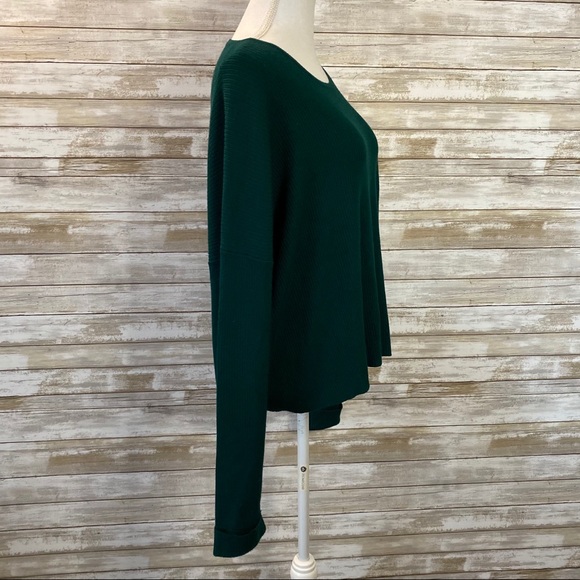 Plus Forest Green Ribbed Dolman Sleeve Sweater - Picture 3 of 12